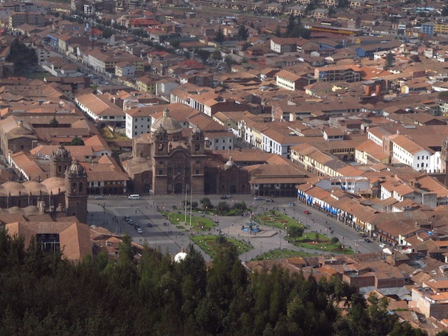 Vista da Praça das Armas, em Cuzco, Peru