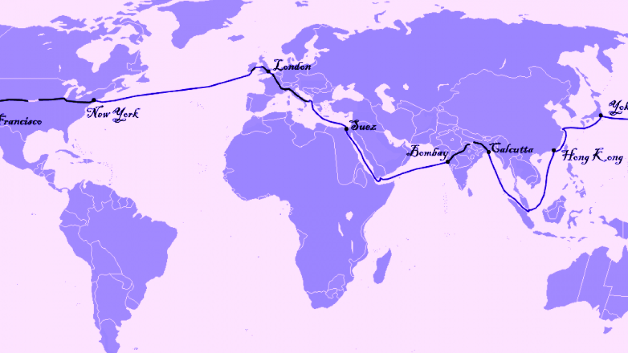 Маршрут путешествий по странам. Вокруг света за 80 дней карта. Путь вокруг света за 80 дней. Маршрут Филеаса Фогга на карте.