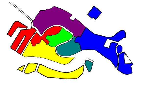 sestieri ou bairros ilhas de veneza