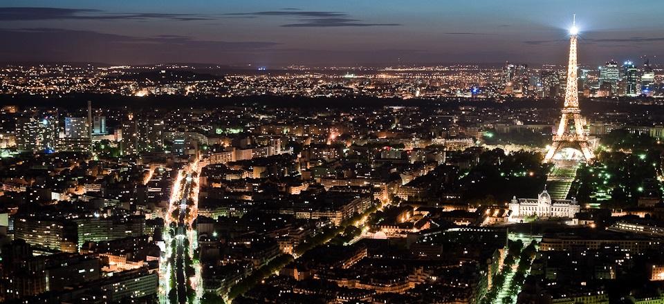Vista noturna de Paris