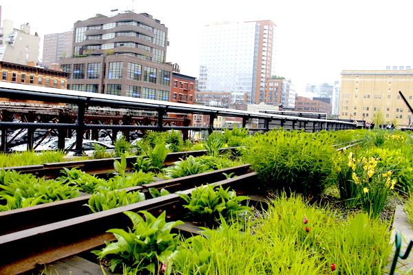 Trilhos de trem no High Line NYC