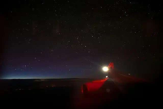 vista avião céu estrelado noite