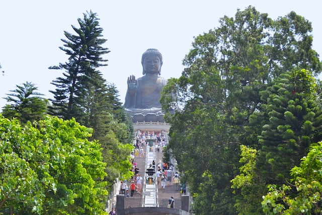 subida buda gigante de Hong Kong