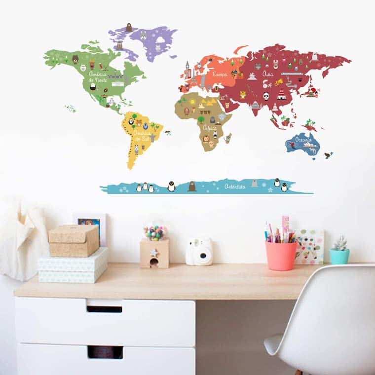 adesivo mapa quarto infantil decoracao volta ao mundo
