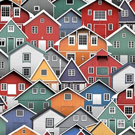 papel de parede casinhas coloridas