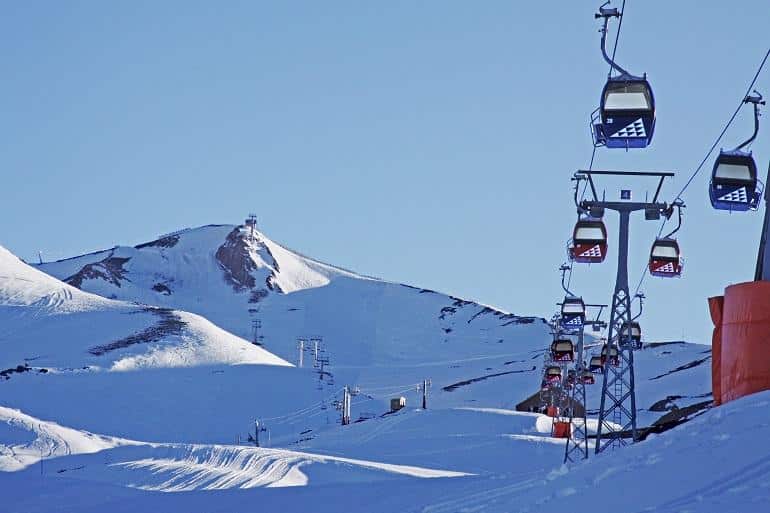 esquiar no Valle Nevado, Chile
