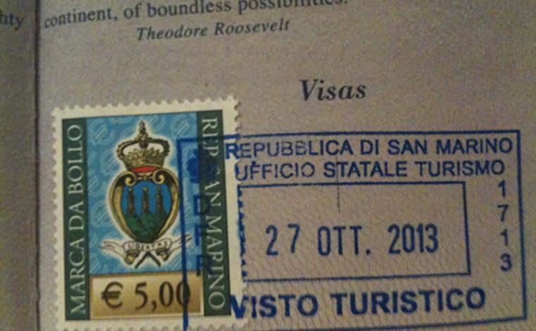 Carimbo de passaporte San Marino