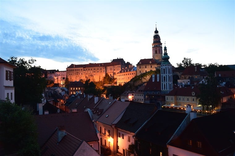 Cesky Krumlov República Tcheca vista cidade cores