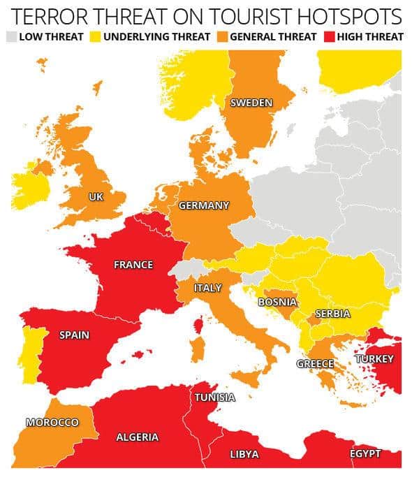 Risco de atentado terrorista na Europa