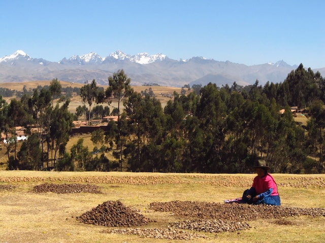 Mulher latina peruana no Vale Sagrado de Cuzco