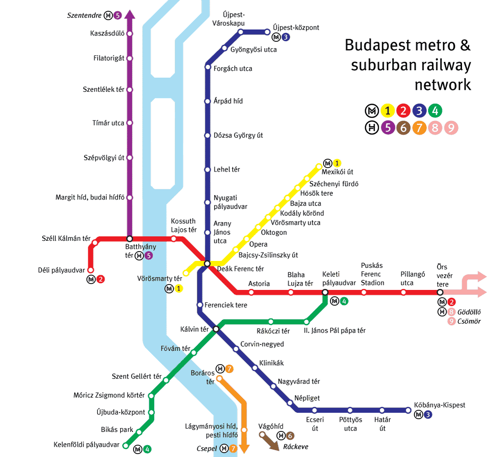 Mapa do metrô de Budapeste