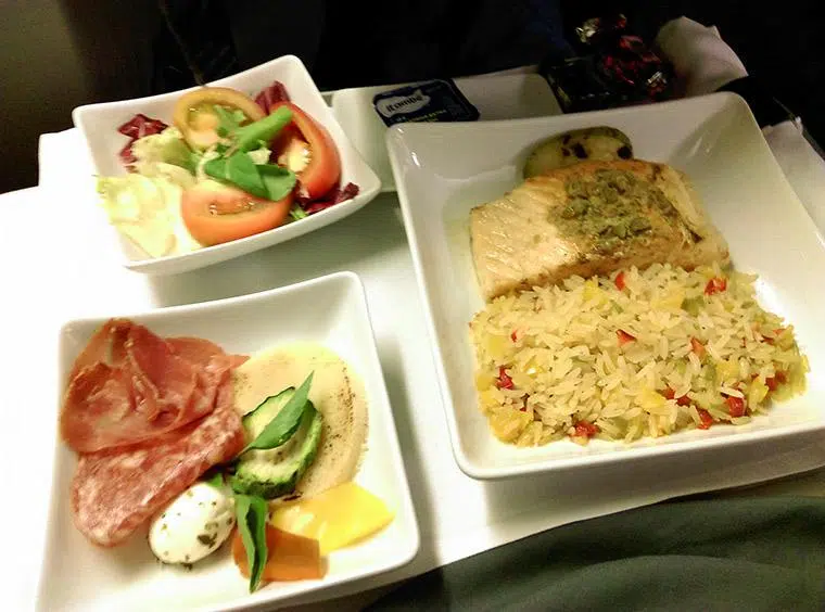 comida do voo da American Airlines