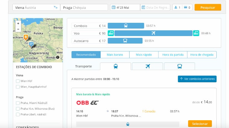 goeuro viena para praga trem