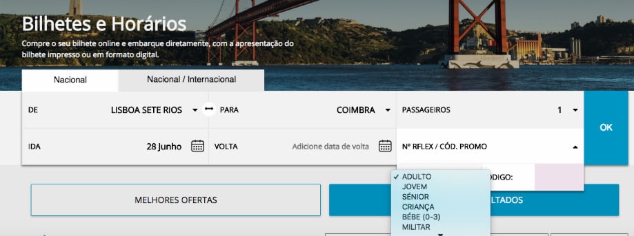 como comprar passagem de onibus portugal