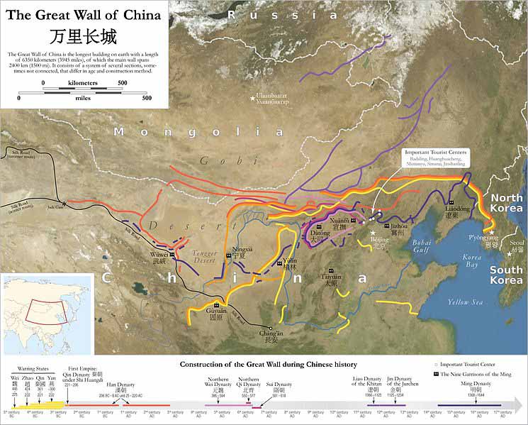 mapa da muralha da china