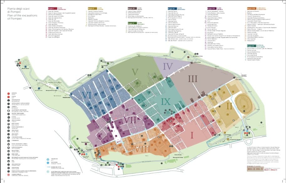 Mapa das Ruinas de Pompeia Italia