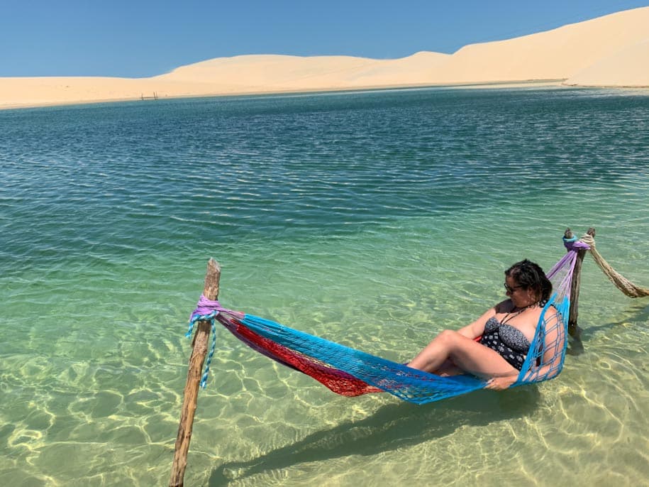 Rede e lagoa de agua doce em Jericoacoara