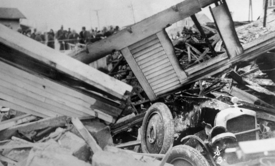 casa de osage destruída pela bomba