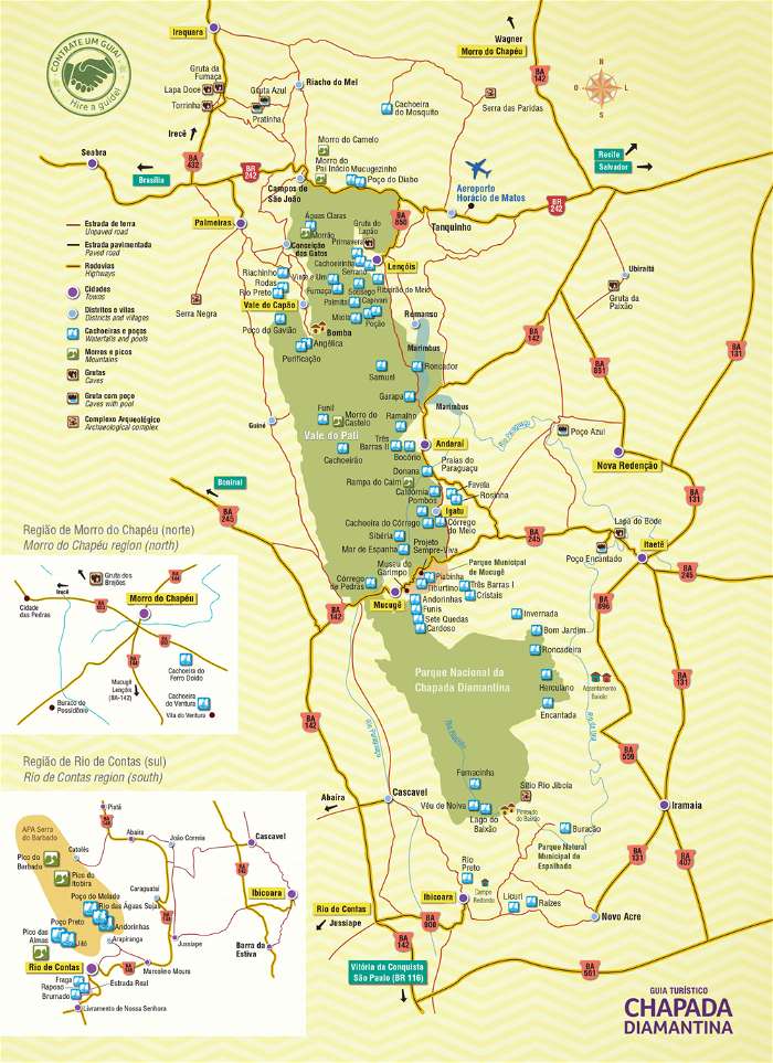 Mapa e guia da Chapada Diamantina