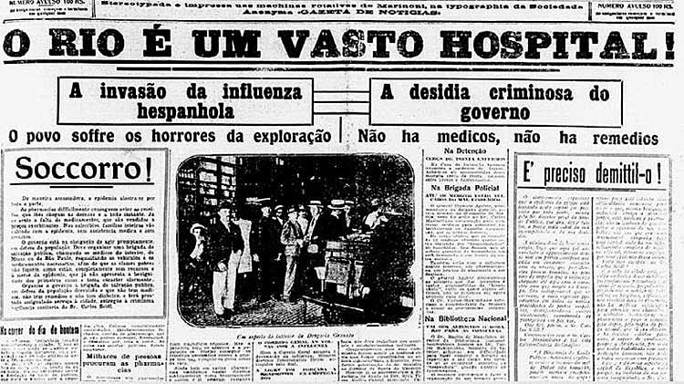 capa de jornal sobre a gripe espanhola de 1918
