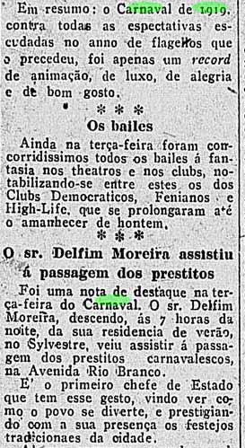 resumo carnaval 1919