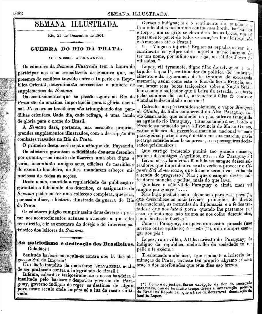 declaracao da guerra do paraguai semana ilustrada 1864 25 de dezembro