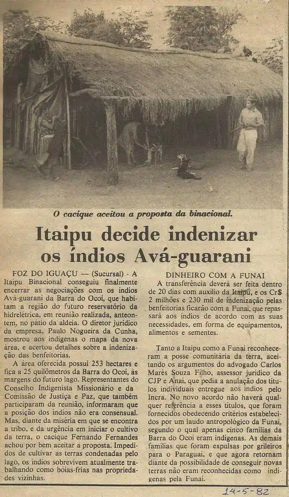 Itaipu - Indígenas indenizados