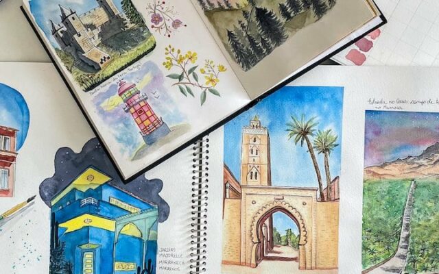 cadernos de viagem e sketchbooks aquarela