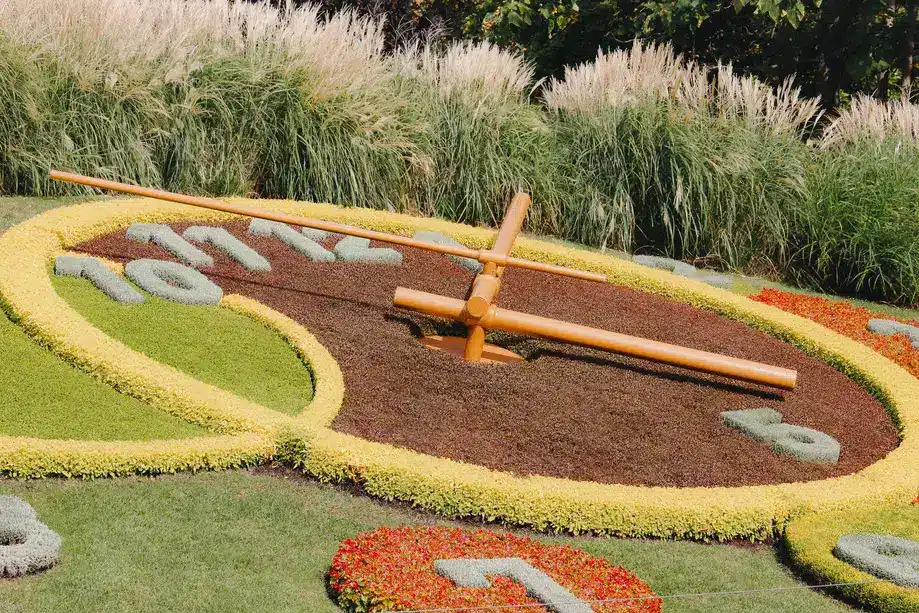 Relógio das Flores no Jardin Anglais de Genebra, na Suíça 