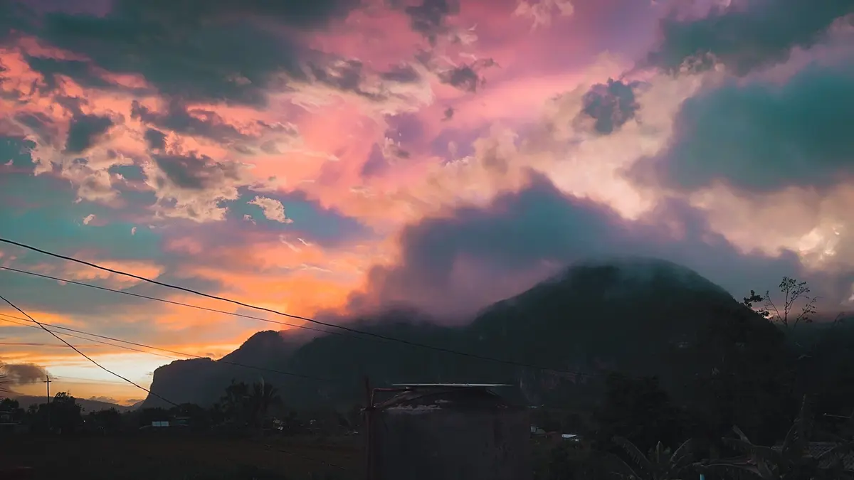 Por do sol em Viñales